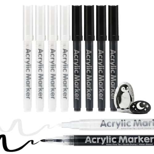 TOUCH AURORA 8 Pack Acrylic Paint Markers, Black and White Pens