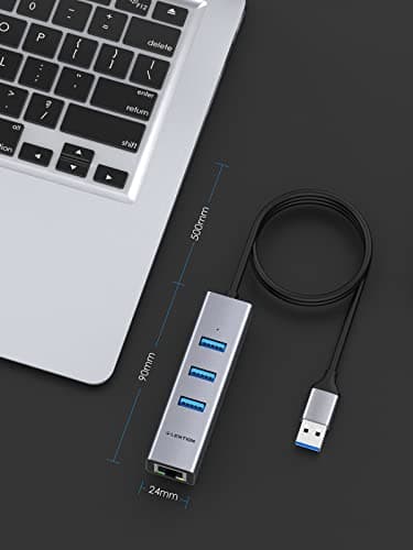 LENTION 3- Port USB to Ethernet Adapter, USB 3.0 to RJ45 Ethernet Adapter Compatible with 2025-2016 MacBook Pro, 2025-2018 Mac Air, Surface pro, Chromebook, A Port Laptops(H23s-0.5M, Space Gray) - Thumbnail 3