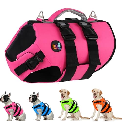 Dogcheer Dog Harness Life Jacket, High Buoyancy Neoprene Dog Life Vest for Swimming Boating, Adjustable Puppy Swim Vest Reflective Pet Float Vest for Small Medium Large Dogs - Pink, S - Image 1