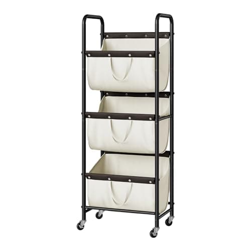 GRANNY SAYS 3 Tier Laundry Sorter, Laundry Basket with Wheels, Laundry Room Organization and Storage, 3 Section Rolling Laundry Cart for Dorm, Bathroom, Bedroom, Closet, Beige - Image 1