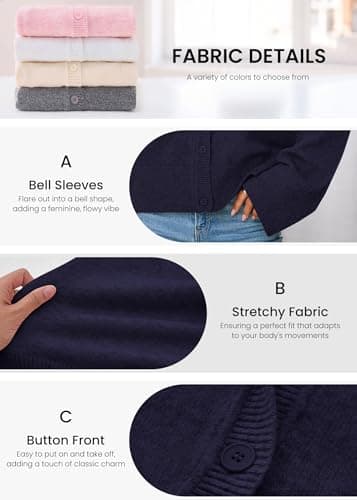 KIRUNDO Cardigan Sweaters for Women 2026 Fall Oversized Puff Long Sleeve Button Up Casual Spring Chunky Vacation Outfits(Navy, Medium) - Thumbnail 4