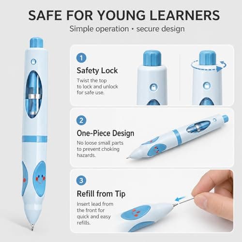 Write Right Learning,Pencil Kids Handwriting Gripper,Posture-Correcting Pen with Automatic Refill, Posture Correction Training Writing, 12 Replacement Refillers. (Blue) - Thumbnail 4