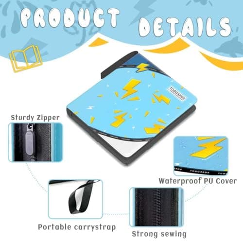 Trading Card Binder 4 Pocket, Card Binder 400 Pockels Card Book Holder Cards with 50 Removable Sleeves, 3-RingZip Design MTG/TCG/Sport Collectible Trading Card Albums Gifls for Boys and Girls (Blue) - Thumbnail 3