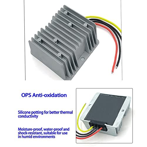 Golf Cart Voltage Reducer Regulator 48V to 12V 15A, Waterproof Heavy Duty DC DC Converter for EZGO Club Car Yamaha - Thumbnail 5