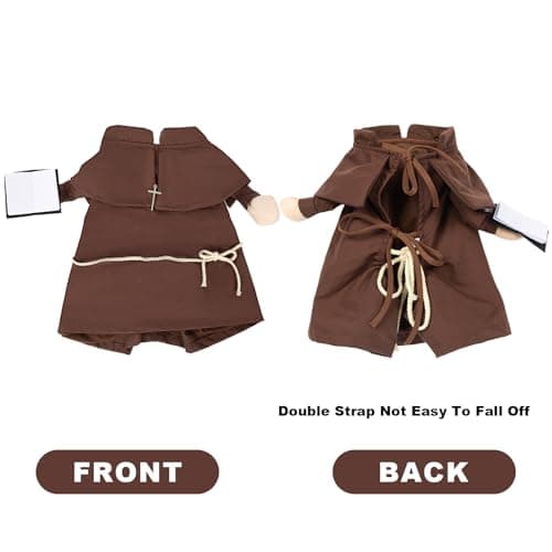 NACOCO Halloween Dog Priest Costume - Pet Minister Clothes Cat Funny Pope Clergy Outfit Apparel Adjustable for Small Medium and Large Dogs(Brown Priest, S) - Thumbnail 5