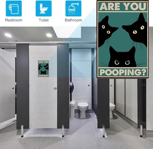 Carastora Bathroom Vintage Metal Tin Sign Funny Sarcastic Party Wall Art Decor Toilet Signs For Bathroom Door Restroom Door Signs Are You Pooping 12x8 Inches - Thumbnail 3