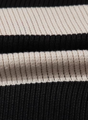 Dokotoo Summer Tops for Women Fashion Striped Short Sleeve Shirts 2026 Cute Color Block Round Neck Knitted Top Blouses Womens Casual Spring T Shirts Black Small - Thumbnail 6