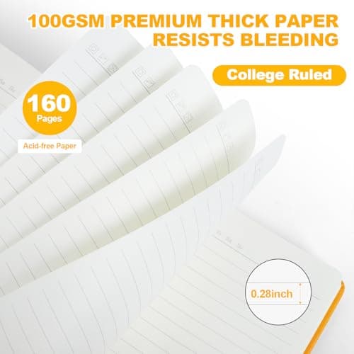 SUQJOY Lined Journal Notebooks for Writing, 100 GSM Thick Paper, 1 Pack Hardcover Notebooks, A5 College Ruled Notebook, Journaling Notebook for School/Travel/Office (Orange- 1 Pack) - Thumbnail 3