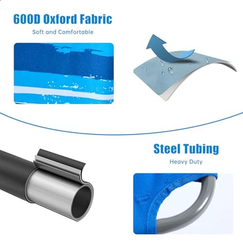 daystar SunnyFeel Beach Lounge Chair, Backpack Reclining Beach Chairs Lay Flat, Face Down Tanning Chair, Folding Camping Chairs Portable Camp Cot with Backpack Straps for Outdoor/Picnic/Lawn - Thumbnail 4