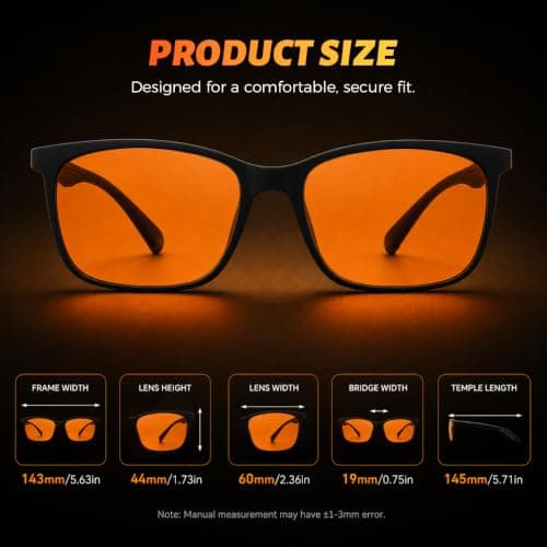 ANRRI Blue Light Glasses for Computer & Gaming - Amber Lenses Reduce Eye Strain Max Protection Sleep Glasses Mens and Women - Thumbnail 5