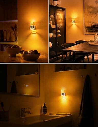 L LOHAS LED Night Light,Dimmable Night Lights Plug into Wall, Acrylic Nightlights with 0-100 LM Adjustable Brightness, Amber Plug in Night Light with Dusk to Dawn Sensor, for Bathroom Hallway - Thumbnail 4