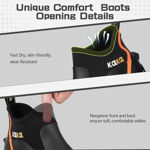 Kalkal Men's Rubber Boots, Waterproof Ankle Rain Boots, Insulated Working Booties with Comfortable Sports Sole, Outdoor Mud Boots for Yard Chore (Black,Size9) - Thumbnail 3