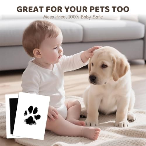 2 Park Baby Footprint Kit with 1 Wooden Frame, No Mess Inkless Hand and Footprint Kit, Clean-Touch Ink Pads for Fingerprint Stamps, Paw Print Kit for Dogs Cats, Baby Shower Gifts Keepsake for New Mom - Thumbnail 4