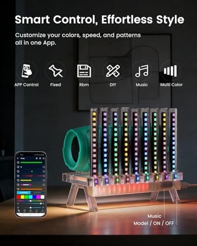 Heepulor Sound Reactive Ambient Light, Smart App-Controlled Music Rhythm Lamp with Custom Modes, Designed for Portable Speaker Setup for Bedroom, Dorm, Living Room (Black) - Thumbnail 3