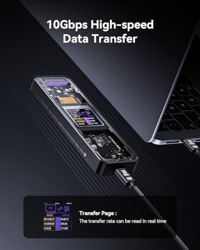 DOCKCASE Explorer Edition M.2 NVMe SSD Enclosure,Support 10s PLP Prevents Write Data Loss,USB 3.2 Gen 2 Type-C (10 Gbps), fits NVMe PCIe,Size 2230/2242/2260/2280,Support M-Key B+M Key UASP - Thumbnail 6