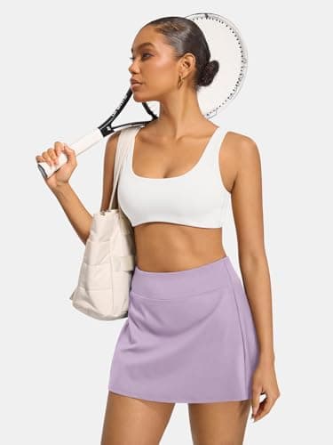 AFFOLE Women's Tennis Golf Skirts High Waisted with Pockets Inner Shorts for Athletic Skorts Sports Running Pickleball Purple - Thumbnail 3