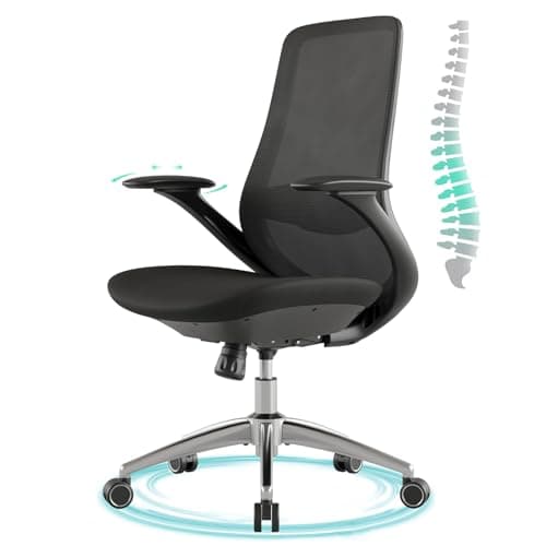 BERYTH Ergonomic Office Chair, High-Back Mesh Executive Chair with Lumbar Support & 360° Adjustable Arms, Reclining Desk Chair with Tilt Lock for Home Office, Gaming, and Work, 300lb Capacity (Black) - Image 1