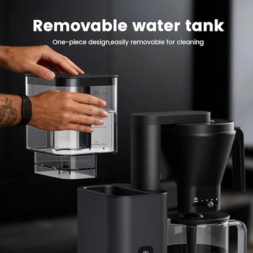 Kismile SCA-Certified 8 Cup Drip Coffee Maker, Pour Over Coffee Machine with 3s Instant Heat 197–205℉, Adjustable Flow Control, Removable Water Tank, Deep Cold Brew & 40 Min Keep Warm (Dark Grey) - Thumbnail 4