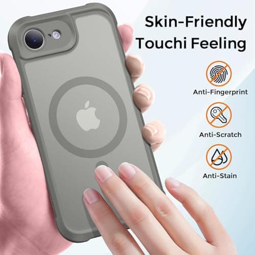 Thomo Magnetic for iPhone 17e Case/iPhone 16e Case, [Full Camera Protection] [Compatible with Magsafe] Military-Grade Shockproof, Anti-Fingerprint Translucent Matte Phone Case,Titanium Gray - Thumbnail 6