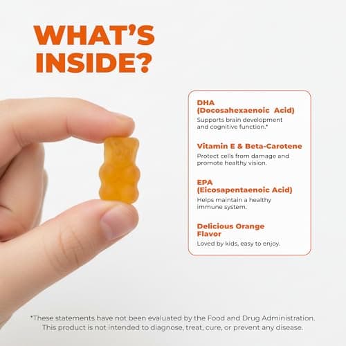 ELICORE Kids Omega 3 Gummies – Fish Oil for Kids Orange Flavor – Omega 3 Gummies for Children – No Fish Burps – Brain, Eye & Immune Support – 2 Month Supply - Thumbnail 4