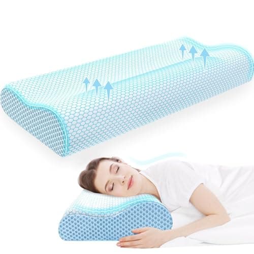 CloudBliss Memory Foam Pillow, Ergonomic Neck Contour Cervical Pillow for Back and Shoulder Pain, Orthopedic Pillow for Neck Pain Relief, for Sleeping Side, Back, Stomach Sleepers - Blue, King - Image 1