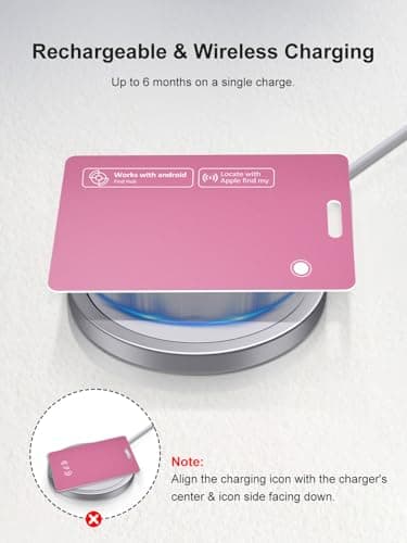 AI.QVOKA Tracking Card for Apple & Android, Credit Card Tracker for Wallet Works with Apple Find My & Google's Find Hub (Pink, 1 Pack) - Thumbnail 5