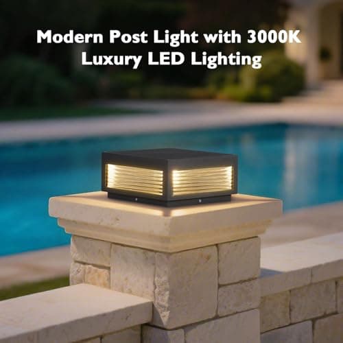 PAKEDANDUN Outdoor Post Lights, 11.81" Column Pillar Light Hard Wired, Modern Fence Posts Lamp Waterproof 3000K Warm LED Lighting Lantern with E26 Bulb for Patio Driveway Garden Decoration - Thumbnail 6