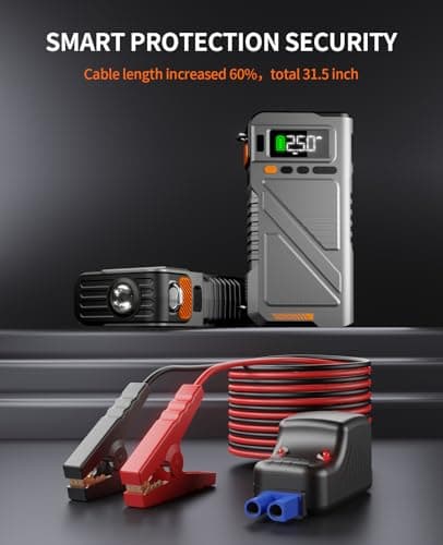 Car Jump Starter with Air Compressor 9000A, 9 in 1 Jumper Box for Car Portable 12V Jump Pack(All Gas/16L Diesel) Combo 150 PSI Tire Inflator & Air Inflator/Deflator Pump w/Extended Jump Cable - Thumbnail 5