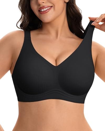 QDN Jelly Bras for Women, Wireless Deep V Bras, Supportive No Underwire Bra for Daily Wear, Full Coverage Push Up Comfort Bralettes Underwear Black a - Image 1