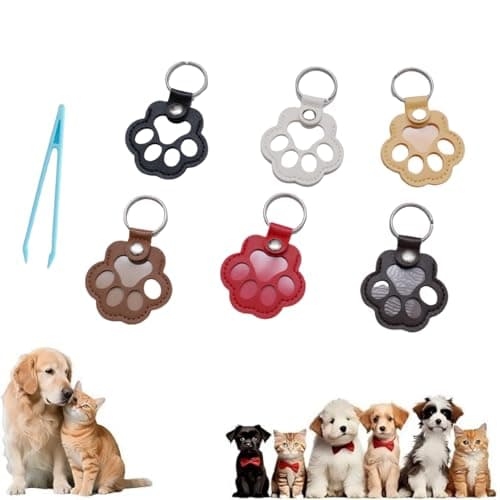 Muoethrian 6PCS Dog Hair Storage Keychain, Pet Paw Shaped Leather Keychain, Unique Memorial Collection Key Chain, Pet Memorial Gifts for Bag Purse Paw Charm Key Holder, Fur Ever Key Chain - Image 1