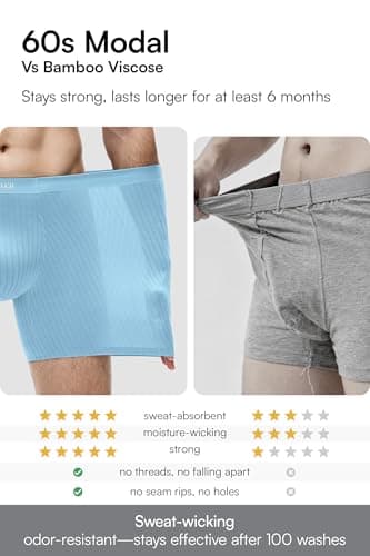 GOOTUCH Boxer Briefs For Men Packs, Breathable & Moisture Wicking Men's Underwear, Comfort Stretch Waistband, Second Skin & Anti Chafe For Running Golf Grey Blue/Gray/Blue/Green (4 pack) XL - Thumbnail 5
