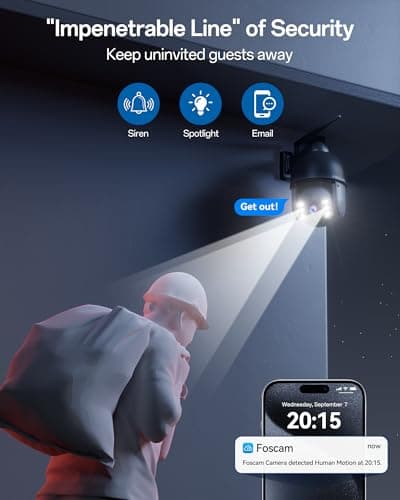 FOSCAM 4K/8MP Security Camera Outdoor, 4X Optical Zoom AI Human/Vehicle Detection,165FT Color Night Vision, 120dB Siren, IP66 - Thumbnail 6