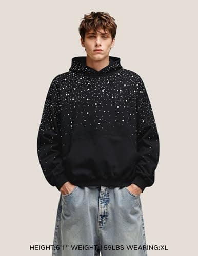 Aelfric Eden Rhinestone Hoodies Men Women Diamond Hooded Sweatshirt Fashion Luxury Casual Streetwear Unisex Hoodie Pullover Black XS - Thumbnail 2