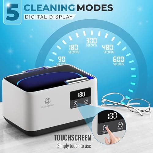 Ultrasonic Jewelry Cleaner 45KHz, 20oz Ultrasonic Cleaner with Cleaning Basket, 304 Stainless Steel Tank & 5 Modes, Ultrasonic Cleaner Machine for Jewelry, Glasses, Retainer, Watch Straps, Denture - Thumbnail 2