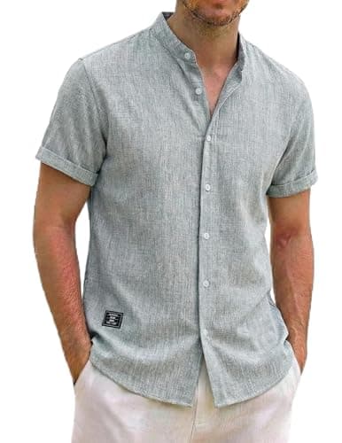 ZAFUL Work Mens Casual Shirts Mens Work Shirts Moisture Wicking Summer Clothes Dark Gray XXL - Image 1