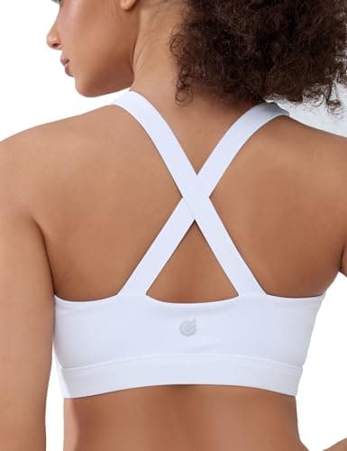 Cordaw Pickleball Sports Bras for Women High Support, Molded Cup Crisscross Back High Impact Workout Yoga Bra White XXL - Image 1