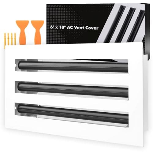10x6 Modern AC Vent Cover Adjustable Airflow, Aluminum Standard Linear Slot Diffuser, Register Grille for Ceiling, Wall & Floor, Included Drywall Anchors & Screws, Neck: 9.84*5.24 & Face: 11.06"×6.69" - Image 1