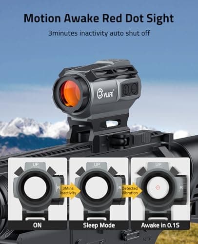 CVLIFE EagleFeather X Solar Multi-Reticle Red Dot Sight for Rifle,1x20mm 2MOA Dot 40MOA Circle Motion Awake Solar Optics with Quick Detach Mount Flip Up Covers,IPX7 Waterproof Fogproof - Thumbnail 4