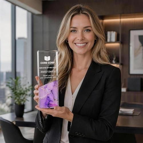 MYPHNEX Custom Acrylic Trophy Award with Logo/Photo - Personalized Recognition Plaque for Employee Appreciation, Retirement, Farewell, Work Anniversary, Boss & Coworker Gifts – Bulk Corporate Orders - Thumbnail 4