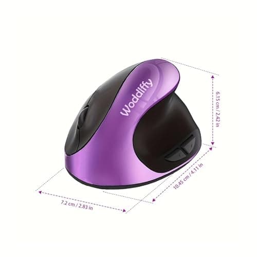Woddlffy Ergonomic Mouse Wireless,Vertical Mouse with Silent Click Right Handed Small Mouses with 6 Buttons 1000/1200/1600 for Laptop,Desktop,PC, MacBook（Purple AA） - Thumbnail 3