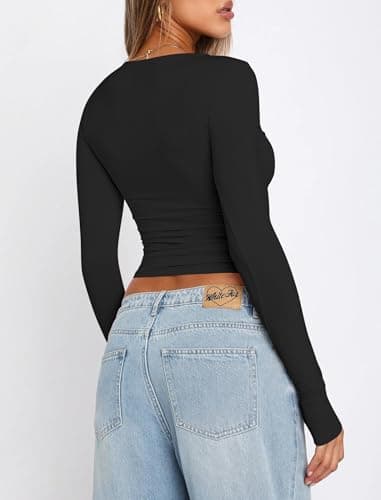 Fashionsoul Women's Long Sleeve Tops Fall Basic Cute Y2K T Shirts 2026 - Thumbnail 5