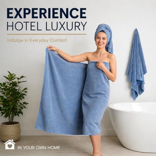 SEISSO Bath Towels Set Extra Large 63 x 35 in, Oversized Bath Sheets 70% Polyester 30% Viscose Fiber from Bamboo, Ultra Soft Absorbent Quick Dry Shower Towel for Bathroom Hotel Pool SPA Gym, 2 Pack - Thumbnail 6