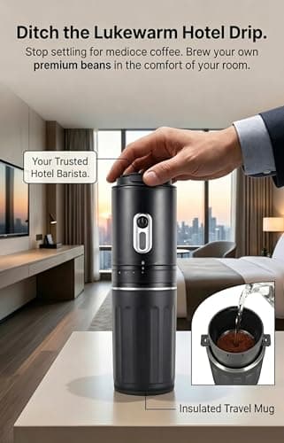 All-in-one Pour Over Coffee Maker Portable Electric Burr Coffee Grinder, Rechargeable Coffee Bean Grinder Conical Burr, Battery Powered Cordless Portable Coffee Maker for Travel, Camping, Car - Thumbnail 6