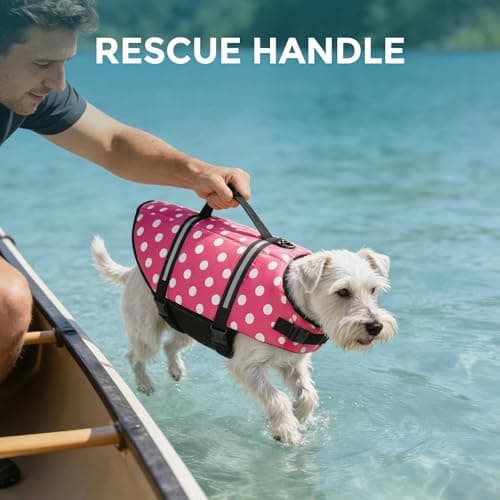 Doglay Dog Life Jacket, Dog Life Vest for Swimming Boating, Adjustable Puppy Life Jacket with Reflective Stripes, Superior Buoyancy Dog Swimming Vest for Small Medium and Large Dogs - Thumbnail 5