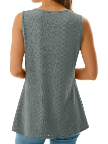 GKBK Womens Tank Tops 2026 Flowy Peplum Babydoll Tops for Women Dressy V Neck Sleeveless Tank Tops Spring Summer Fashion Outfits Trendy Gray Green - Thumbnail 4