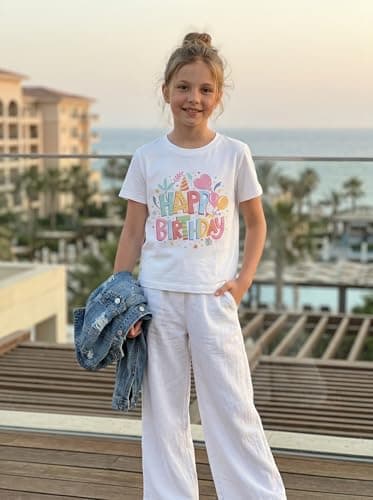 Birthday Girl Shirt for Girls Cute Graphic Tee Short Sleeve Casual Top for Kids Age 5-14 Birthday Party Outfit - Thumbnail 6