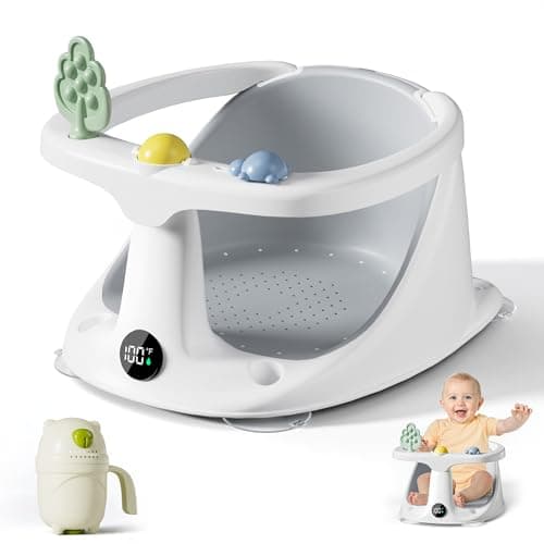 Baby Bath Seat for Babies 6 Months & Up - Bathtub Seats for Babies Sitting Up with Rinse Cup, Non-Slip, Comfortable, Infant Bath Essentials, Gray - Image 1