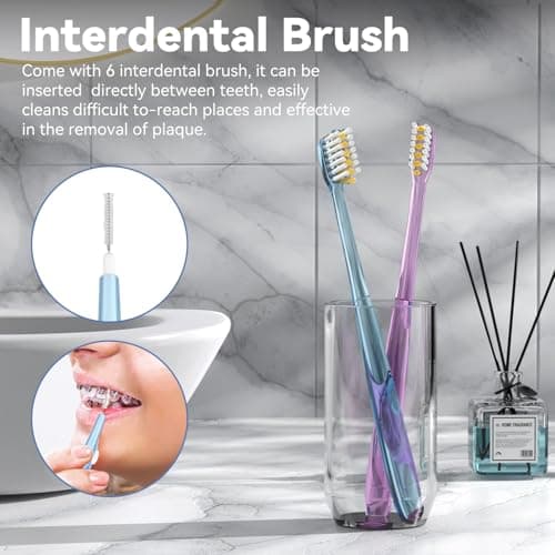 JTF Orthodontic Manual Toothbrush for Braces: 6 U-Shaped Tooth Brush with 6 Interdental Brushes, Ultra-Durable Bristles for Stain Removal and Deep Oral Clean, Toothbrushes for Tooth with Dental Device - Thumbnail 4