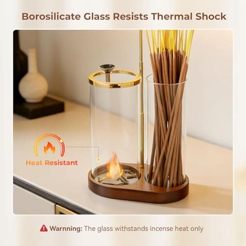 3 in 1 Incense Holder for Sticks Upside Down Anti-Ash Incense Burner with Glass Ash Catcher Backflow Cone Incense Diffuser with Adjustable Threaded Mounting for Mediation Yoga Spa Gifts Home Decor - Thumbnail 5