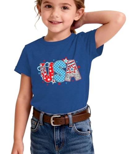 4th of July USA Shirt Kid-Cute Flag Bow Gril Short Sleeve 250 Years America Boy Tee Patriotic Toddler Tops - Thumbnail 5